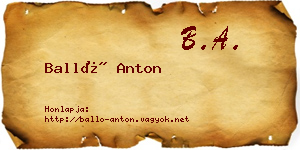 Balló Anton névjegykártya